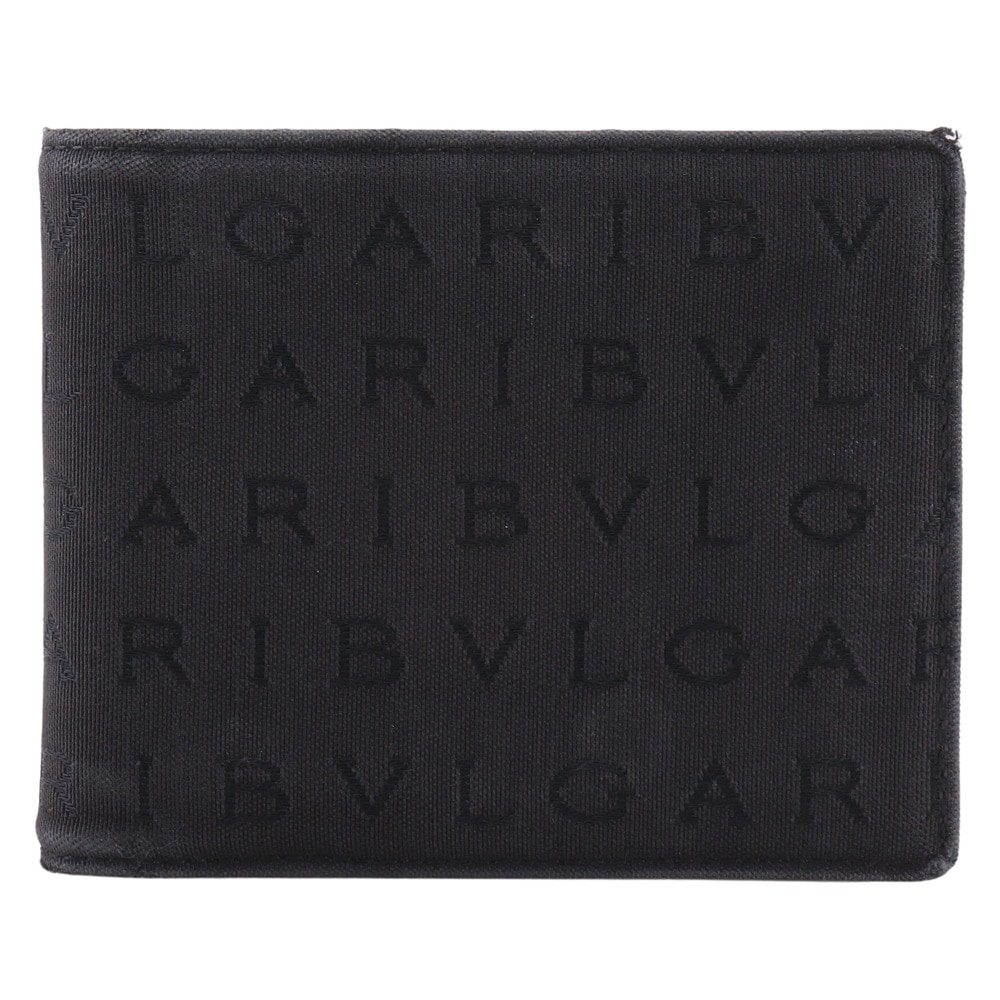 ロゴマニア 札入れ 二つ折り財布 キャンバス 黒 メンズ 中古品