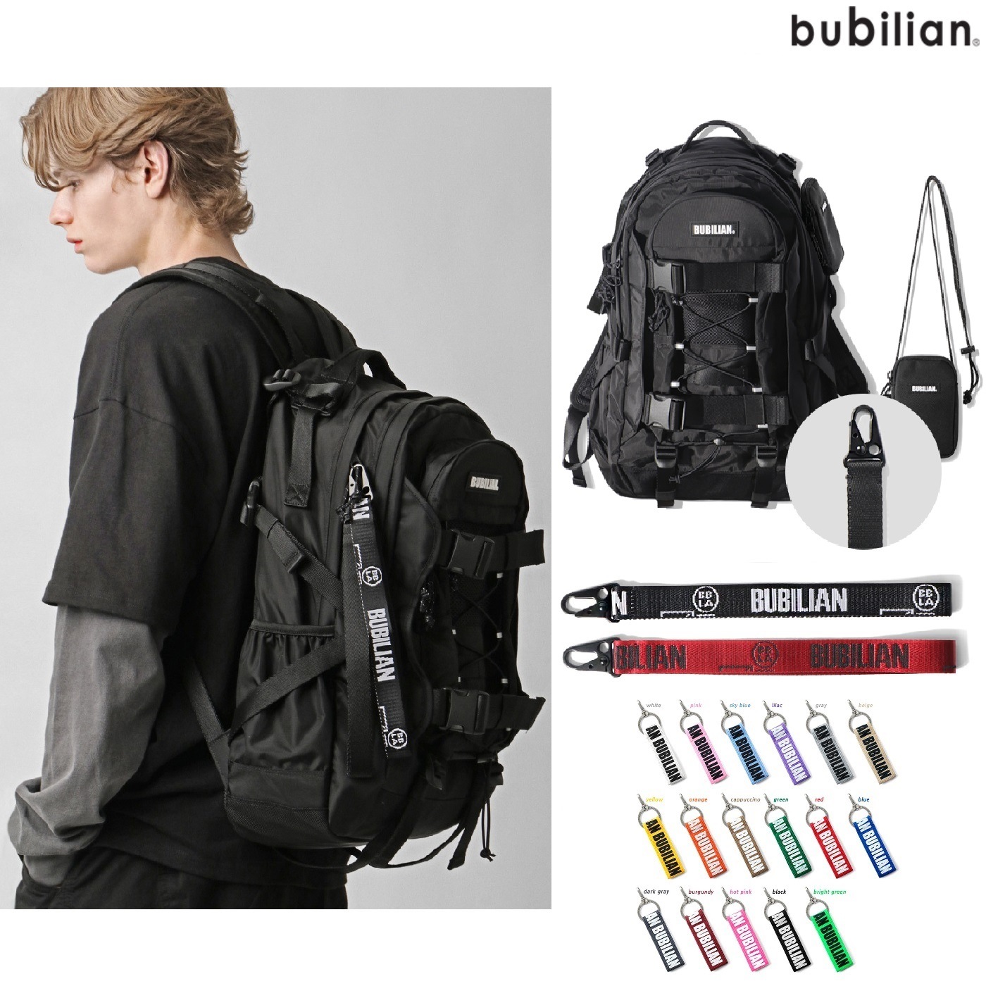 Deluxe Backpack_Black 37L (+ mini pouch) 新商品 新学期 韓国人気 韓国ファッション 男女共用 カップルアイテム ストリートファッション カジュアルバッグ 学生
