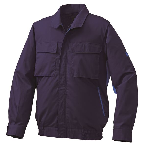 KU91910 空調服 綿/ポリ混紡 脇下マチ付きII 服のみ ネイビーxブルー LL