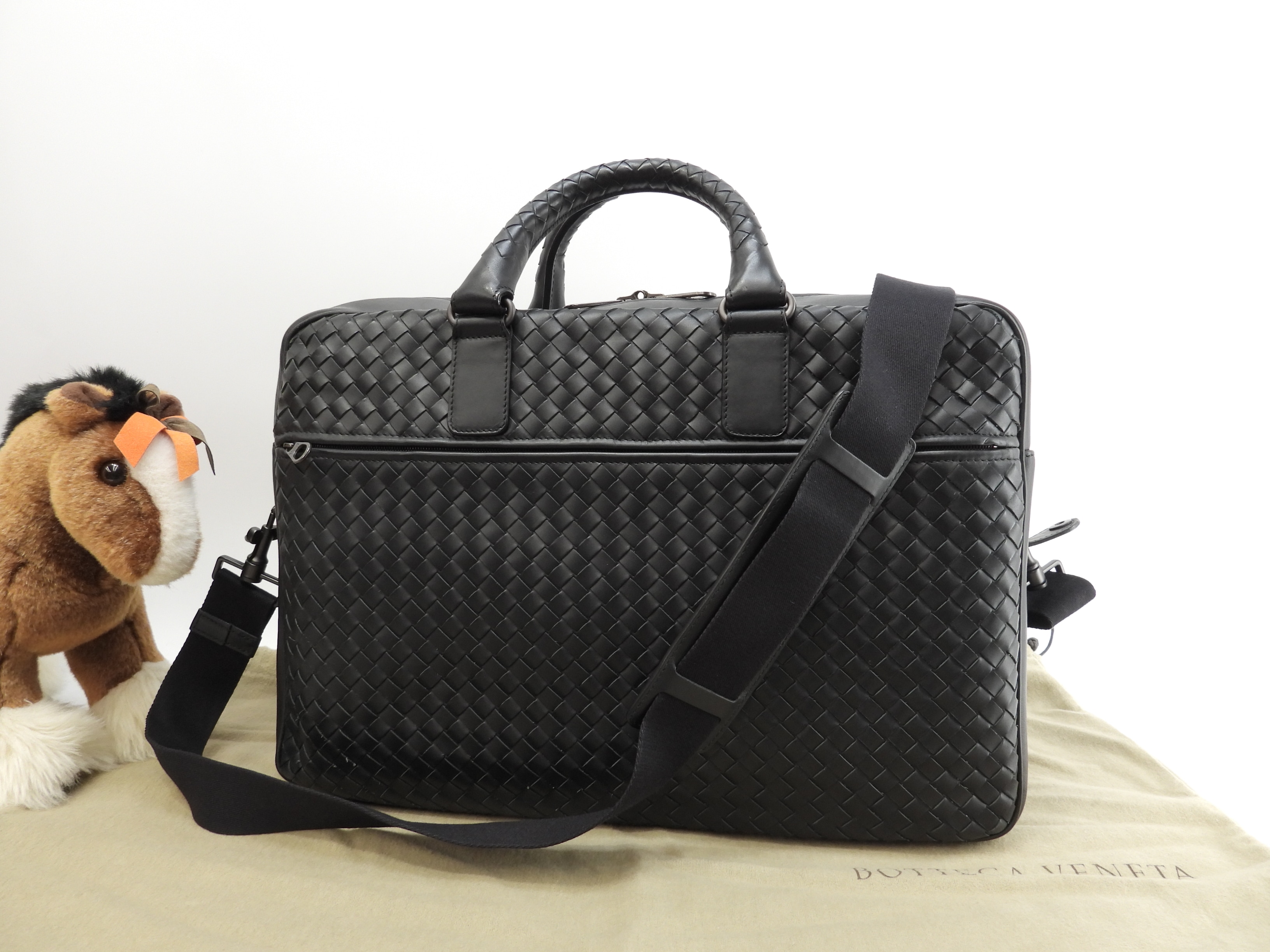 s付ブリーフケー大ス イントレチャート レザー黒緑 メンズハンドバッグ 美品@ 241