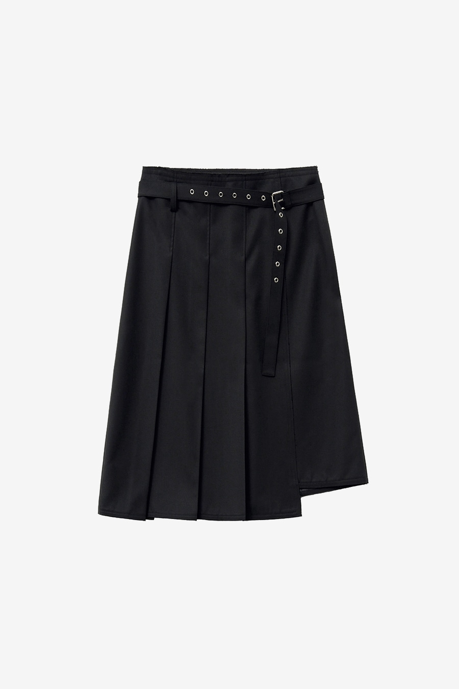 【INSILENCE】 LOW-CUT PLEATS SKIRT : BLACK