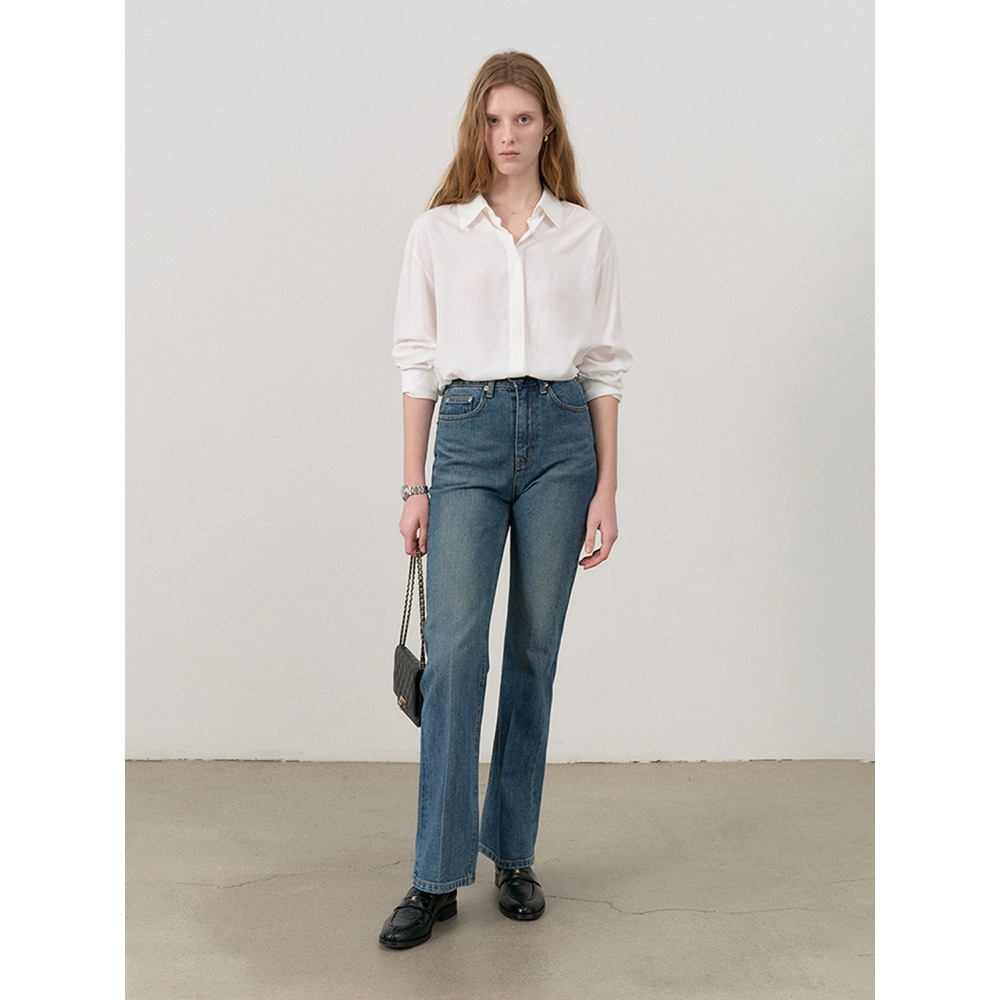 Dunst 女性用 70年代用セミフレアジーンズクラシックミッドブルー UDPA4C209B3