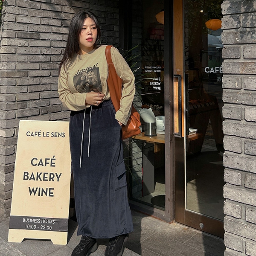 (JSTYLEのイーブレット) イーブレットリンディーナベロアカーゴロングスカート Jスタイル