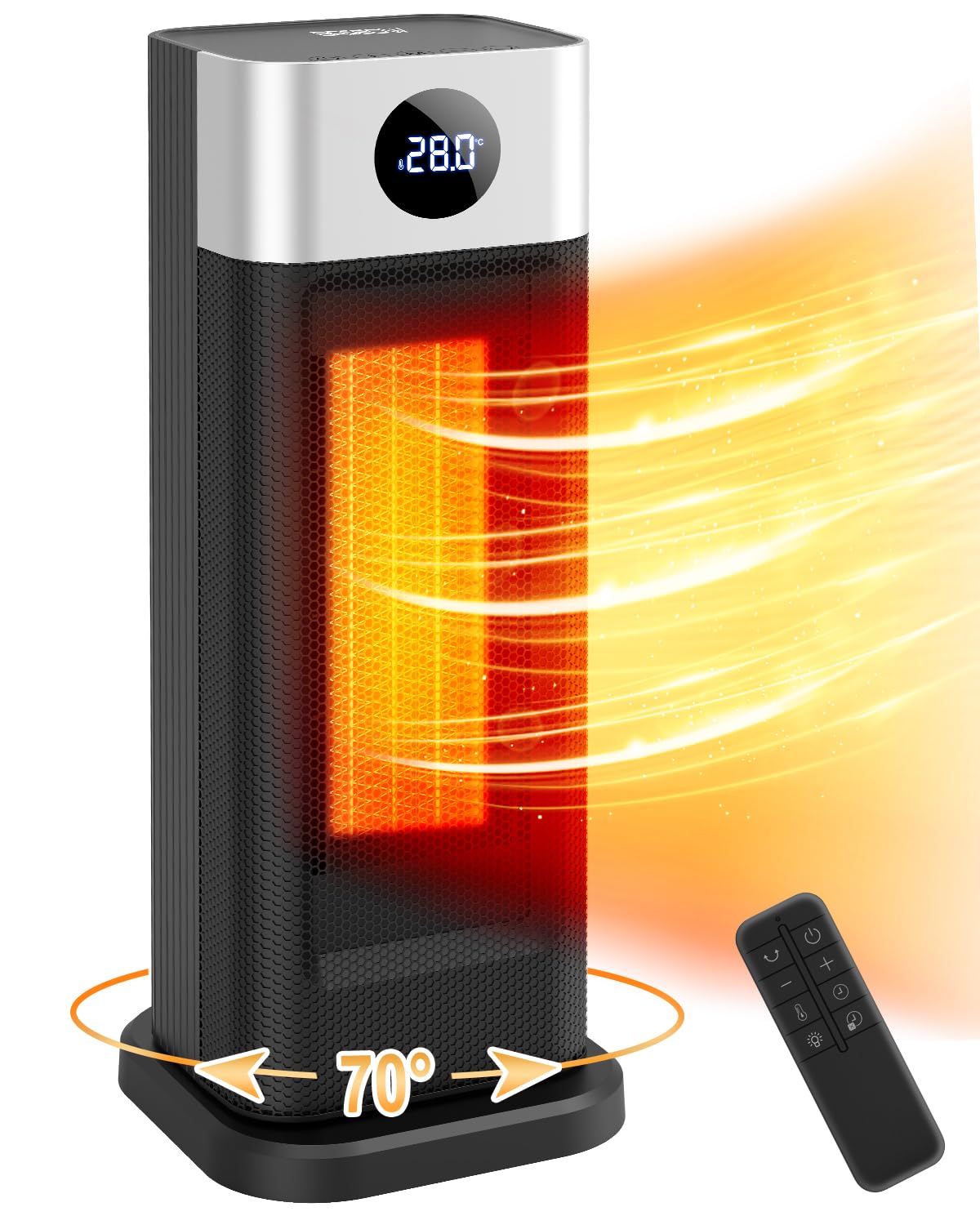 セラミックヒーター 電気ストーブ ヒーター 小型 2秒速暖 首振り 3段階温度調整 800W/1200W ECO恒温運転 過熱保護 転倒オフ 切タイマー機能 リモコン付き 静音 ファンヒーター 人気 6,214円