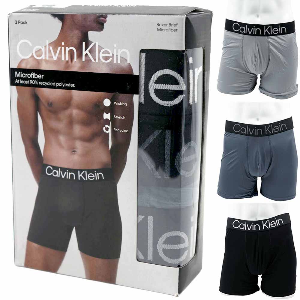 カルバンクライン ボクサーパンツ メンズ アンダーウェア ボクサーブリーフ 3枚セット 3枚組 前閉じ ブラック グレー Calvin Klein BOXER BRIEF 3PK NP2608O-90 4,565円