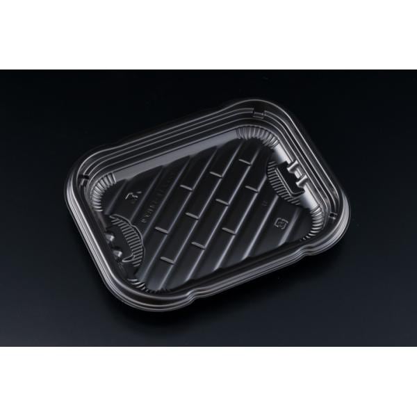 【蓋付き】使い捨て惣菜容器 ペットクッカーデリシェフ１８－１４Ｂ浅（黒） 本体フタ 【50枚セット】 リスパック 業務用 スーパー テイクアウト