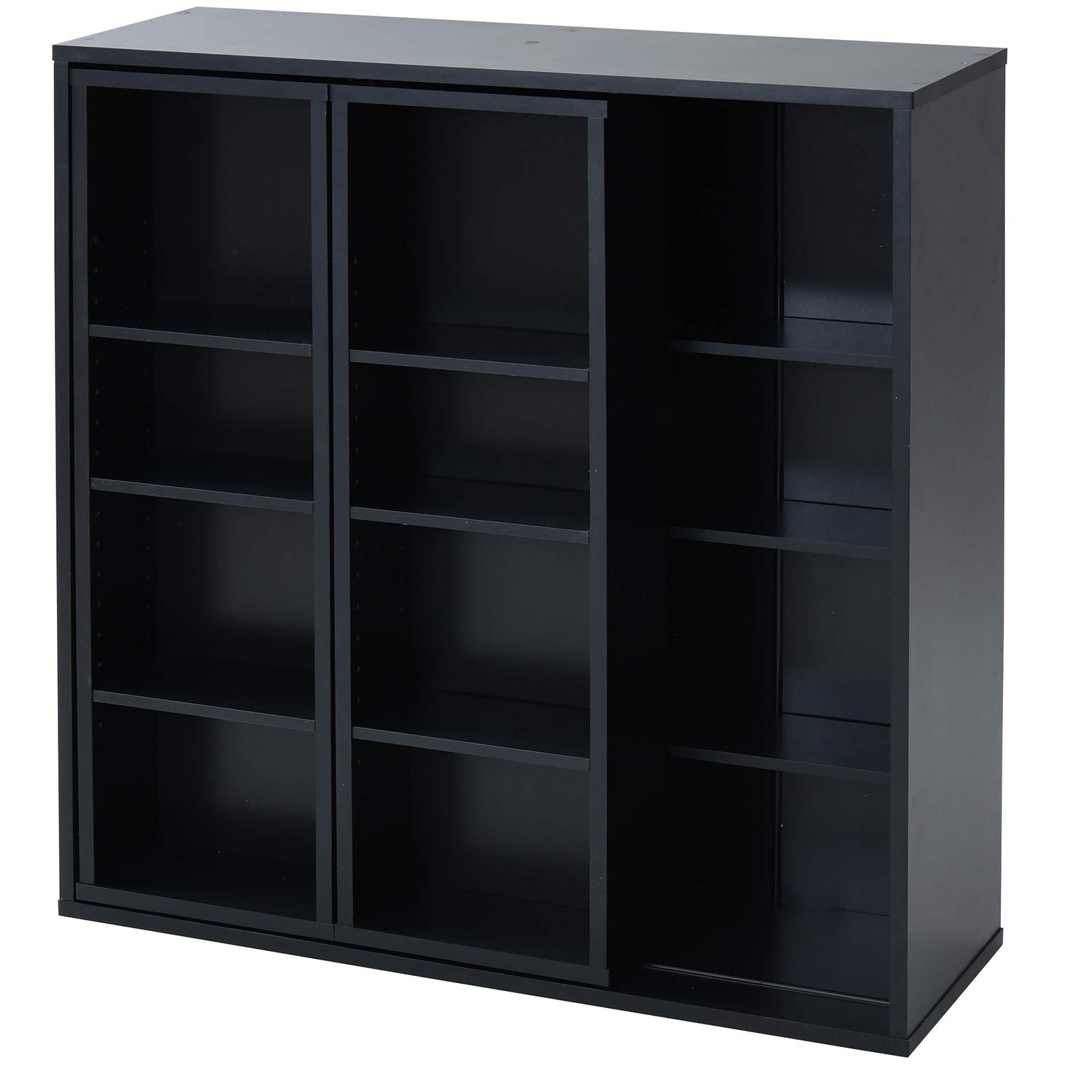 山善(YAMAZEN) 本棚 大容量 コミック370冊収納 スライド 上下連結 棚板可動 漫画 コミック 文庫本 収納 棚 幅90×奥行29×高さ92cm 組立品 ブラック CRSS-9090(BK)