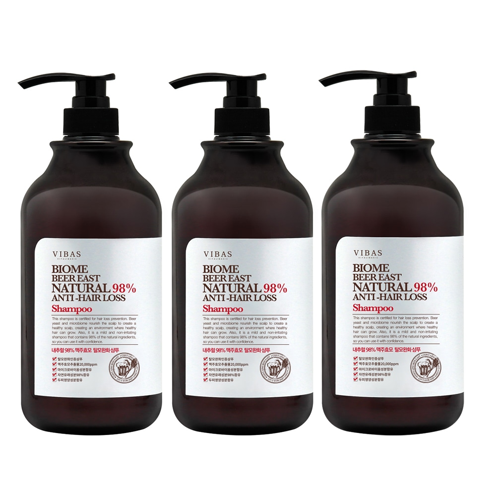 ビバス ナチュラル98% ビール 酵母 脱毛緩和 シャンプー 1000g 3個 脂性俳優 チョン·ソンモ ホームショッピング 脱毛シャンプー