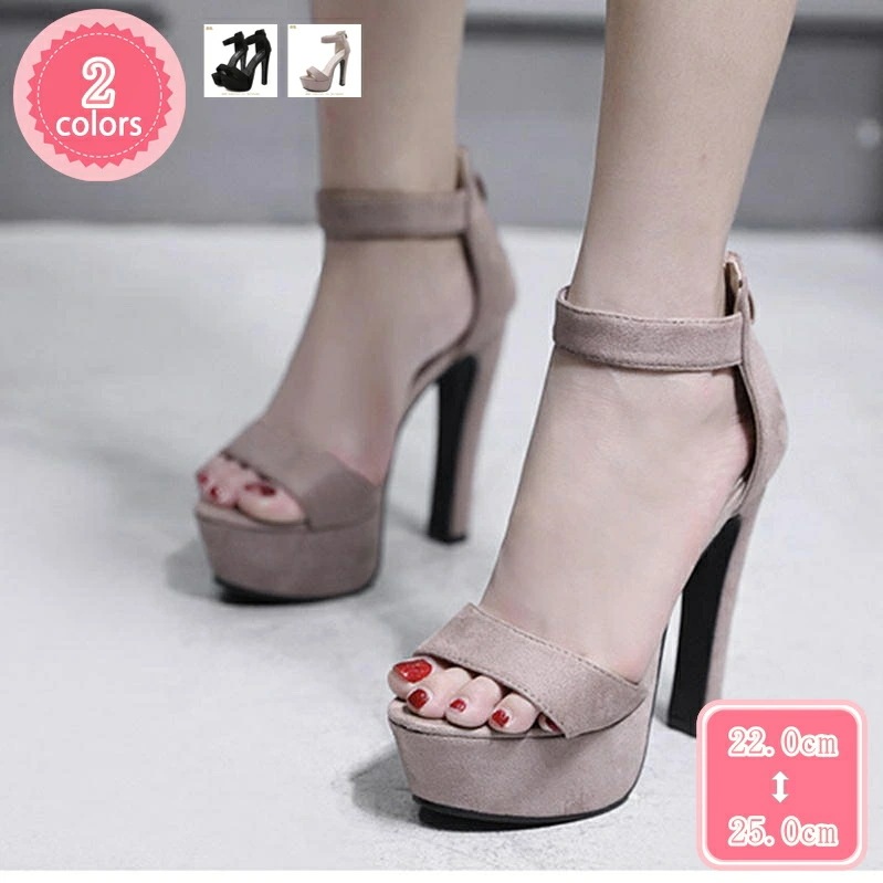 777円OFFクーポン アンクルストラップ パンプス ハイヒール レディース 厚底 オープントゥ コスプレ シンプル 美脚 スエード 14cmヒール ピンヒール サンダル ジュース 靴 ピンヒール お