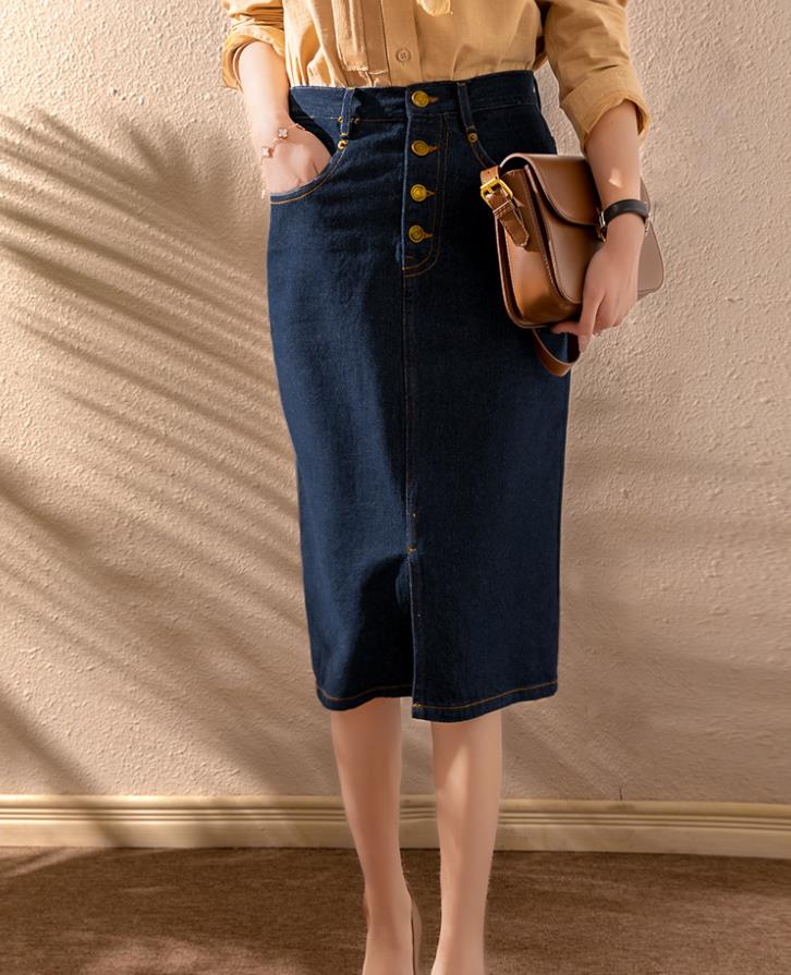 【SNS大人気】新入荷春秋物　レディース　ストレッチ スカート　膝丈　デニムスカート デニム フレアスカート　ゆったり　オフィス　フォーマル　細身　　大きいサイズ　ポケット付き　　タイトスカート