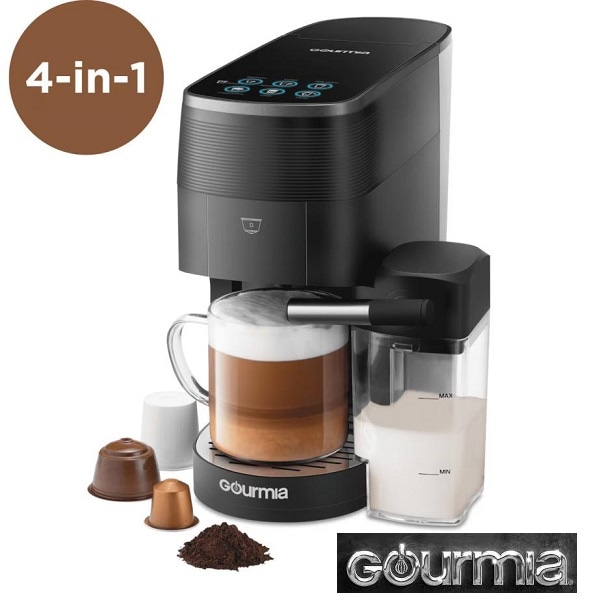 【コストコ】 GOURMIA コーヒーマシーン マルチカプセル対応 パウダーコーヒーにも対応 ミルクタンクが付属 ラテやカプチーノもこれ１台 1.4Lの大容量タンクを採用 自動洗浄機能