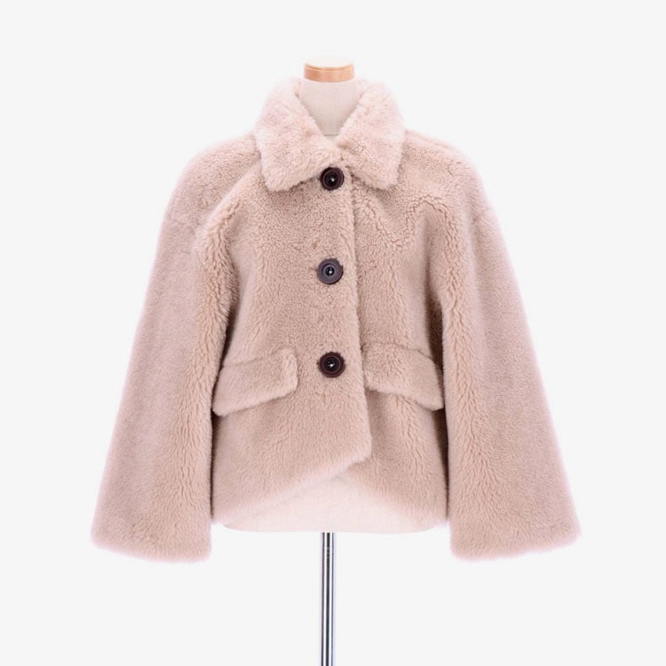 ウール100％ ジャケット アウター ピンクベージュ 前開き レディース ギフト プレゼント