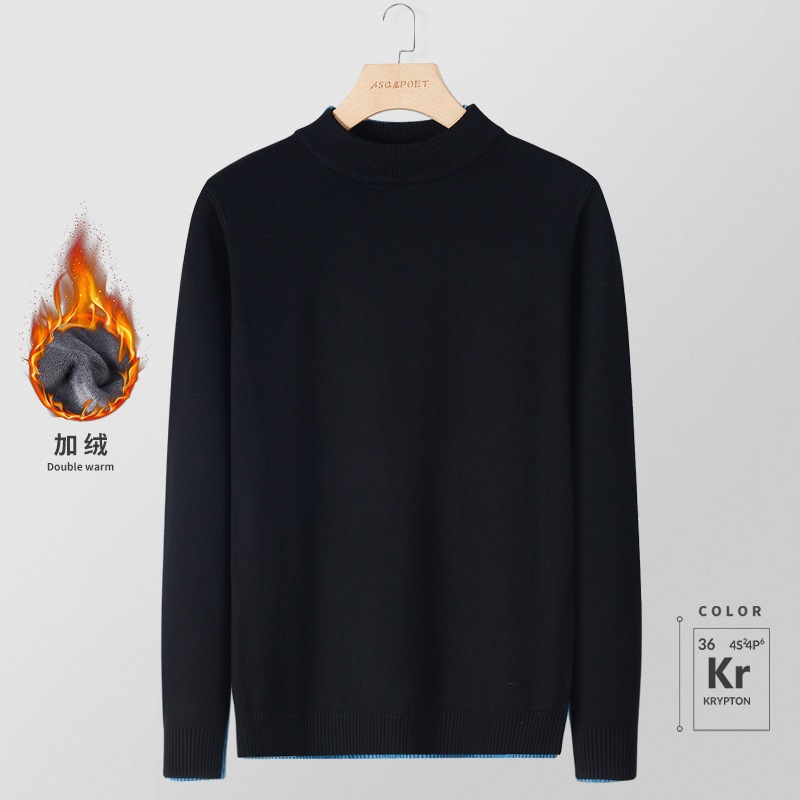 ハーフタートルネックセーターメンズ秋冬アウターインナー暖かメンズトレンドカジュアルボトム長袖ニット