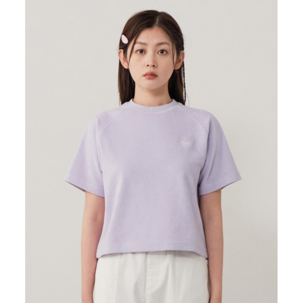 COVERNAT 女性用クロップドラグランテリーハーフスウェットシャツラベンダー