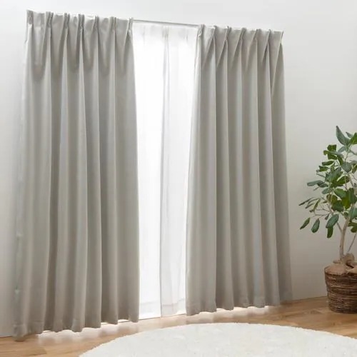 ユニベール 1級遮光4枚セットカーテン　ブリンク　幅 100 Ｘ 丈 105cm（レース 103cm） ライトグレー