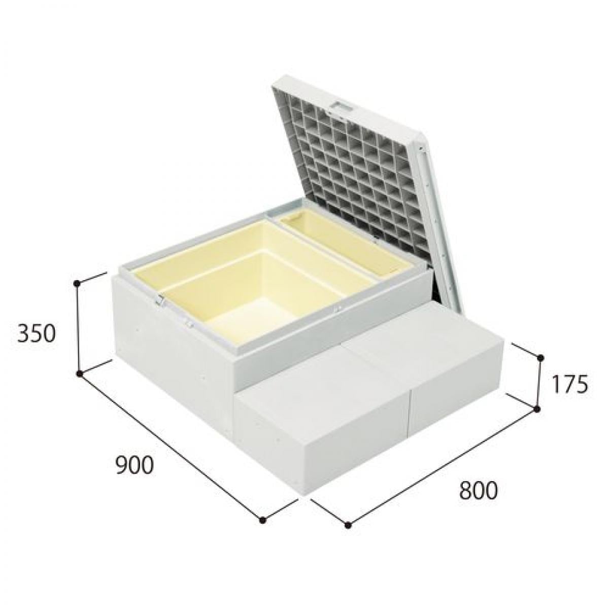 【I】城東テクノ(JOTO) ハウスステップ CUB-8060W-3ST 収納庫２個付き 小ステップ付き 取手付き HOUSESTEP【代引不可】【時間指定不可】