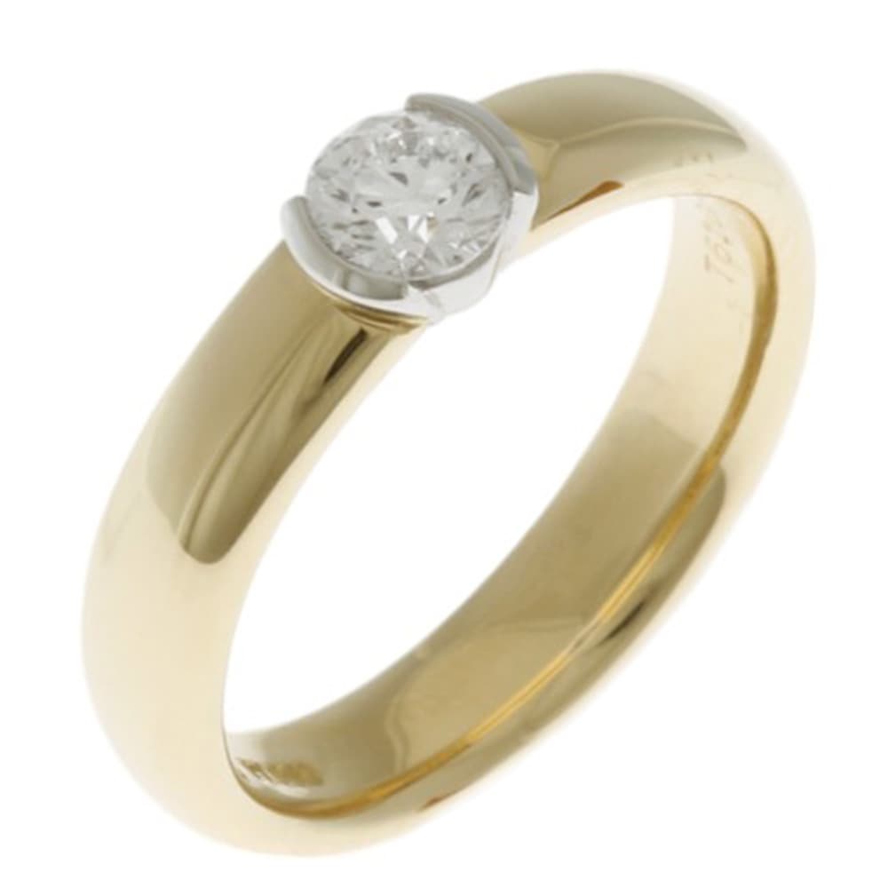 ティファニー ドッツ ソリティア リング 指輪 9号 18金 K18イエローゴールド ダイヤモンド TIFFANY&Co. 中古 美品