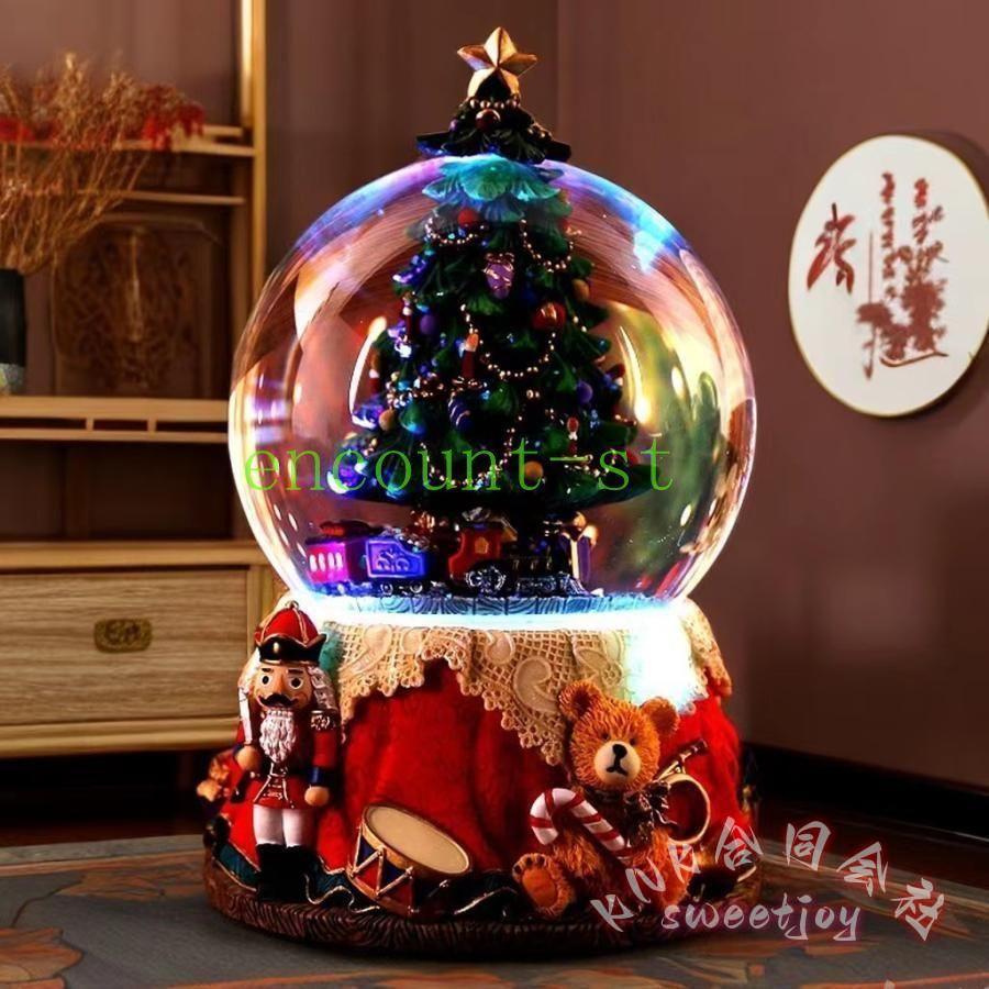LED光るクリスマスオルゴールスノードーム 回転雪降りサンタクロースキャロル音楽箱クリスマスプレゼントインテリア置物