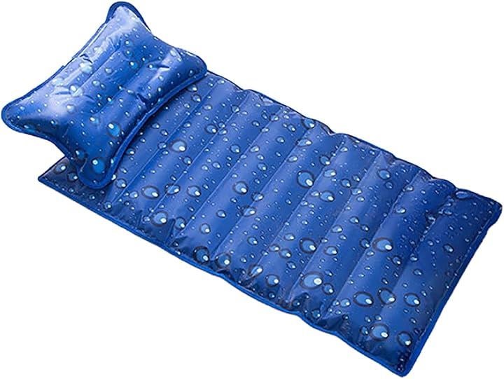 ウォーターマットレス ウォーターベッド 冷却マット 昼寝用マット 熱中症対策 暑さ対策 折りたたみ 注水式 接触冷感 快適(ウォータードロップ（枕付き）, スタンダード)