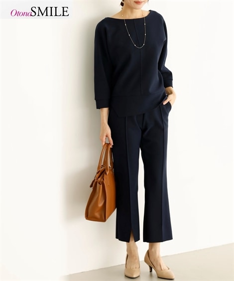 Tシャツカットソー カットソー２点セット トップス＋クロップドパンツ OtonaSMILE