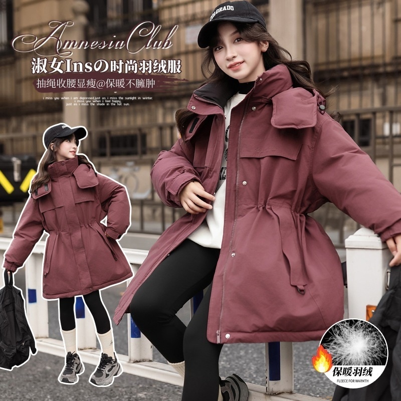 女の子の冬韓国風カジュアルウエストバンドオーバーコートダウンジャケットジャケット大きな子供と小さな女の子のための西洋風子供冬服