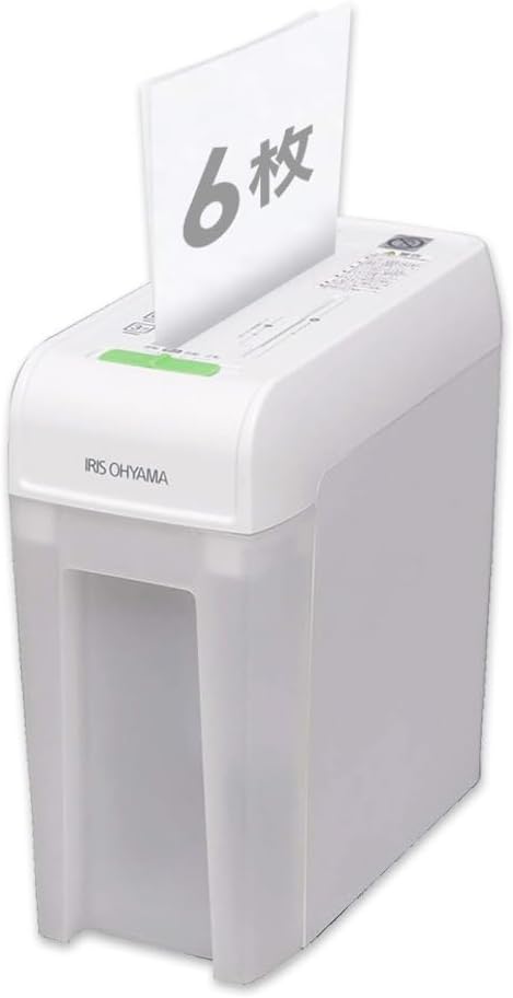 アイリスオーヤマ シュレッダー 家庭用 細断枚数6枚 クロスカット 連続使用3分 CD/DVD/カード対応 ダストボックス8.8L A4/108枚収容 コンパクト P6HC ホワイト