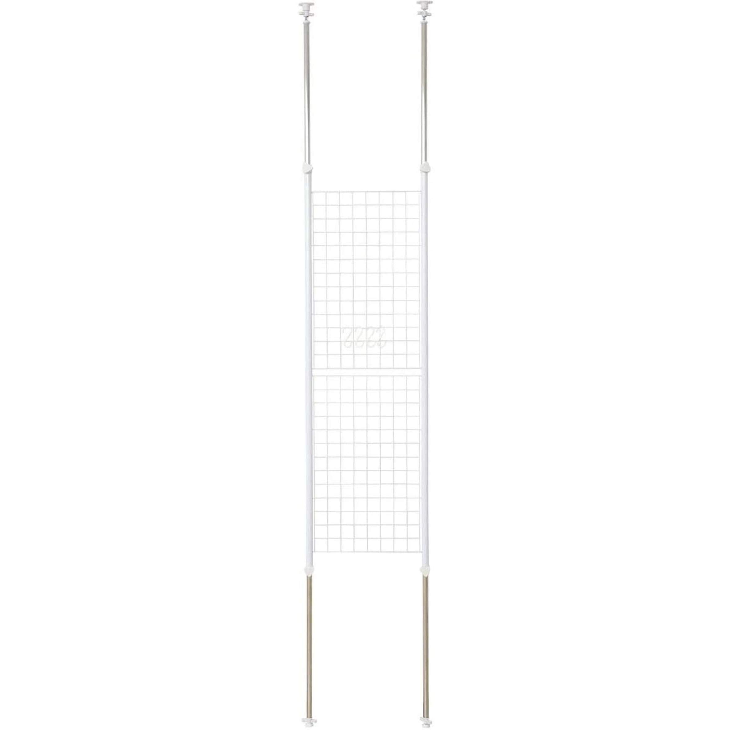 山善(YAMAZEN) 突っ張り パーテーション (ワイヤータイプ) 幅45×奥行5×高さ166.5-295.5cm (フック4個付き) 壁掛け 収納 壁面収納 天井 間仕切り 組立品 ホワイト SP