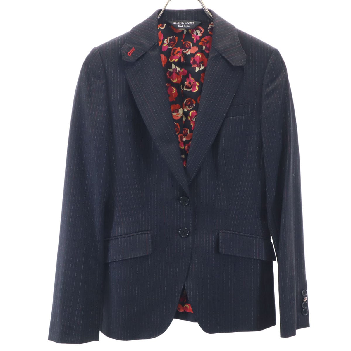 Paul Smith BLACK LABEL ポールスミス ブラックレーベル ウールブレンド テーラードジャケット 38 ブラック レディース 古着