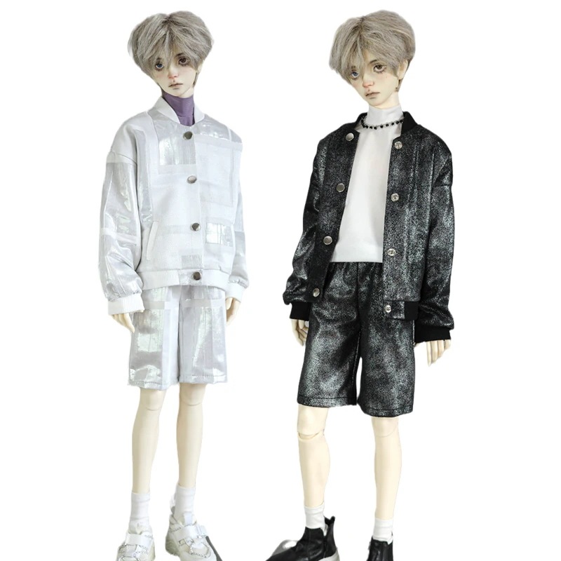 BJD 1/4 1/3 70cm ドール服 金属感ジャケット+ハーフパンツ 2点セット MSD/SD/POPO68/70cm/LS73/ID75サイズ球体関節人形用衣装 ドールウェア