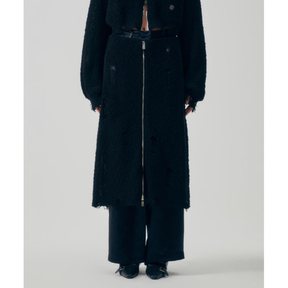 TREEMINGBIRD Linksle Texture Knit Setup Skirt Black TM