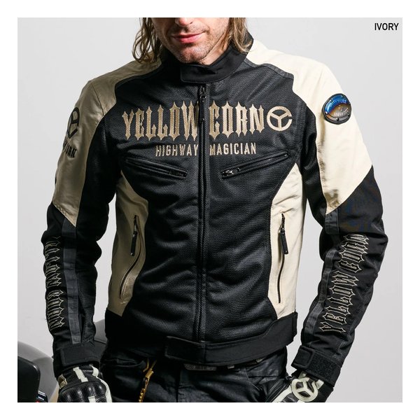 春夏 YELLOW CORN SEED SJ-4105 メンズメッシュジャケット アイボリー LLサイズ SJ-4105/IVORY/LL