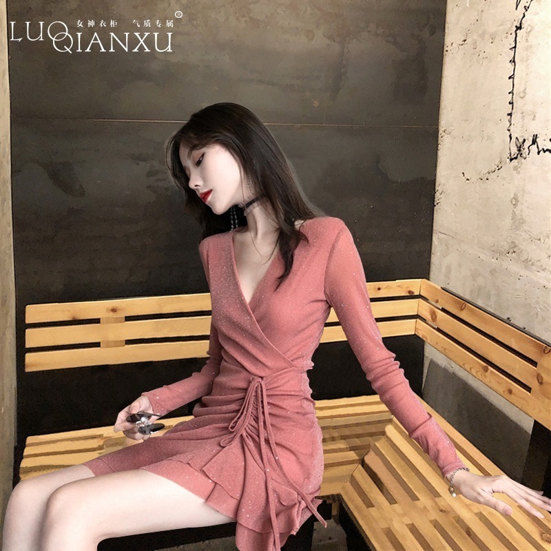 2025新型婦人服は縄を引いてセクシーに腰vネック気質を収めてやせています