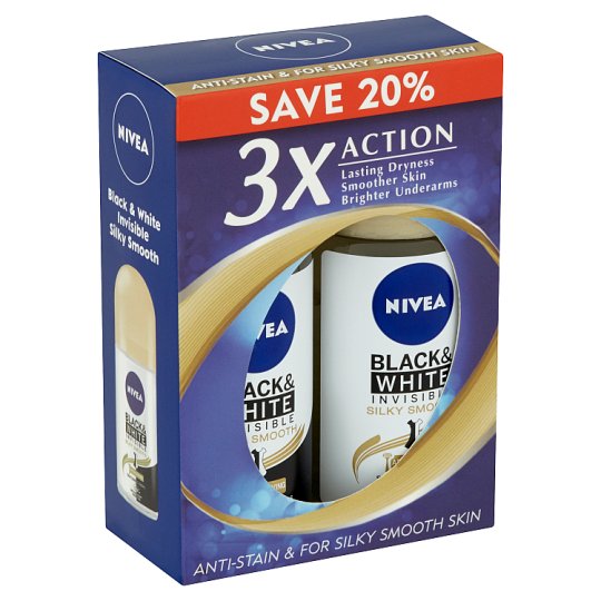ニベアNivea 48h Anti-Perspirant Protection Black & White Invisible Roll-On Deodorant 2 x 50ml Save 20%
