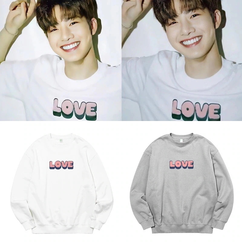 Treasure キムジュンギュ 服 トレーナー ルーズプリントラウンドネックプルオーバープラス薄いベルベットトップ