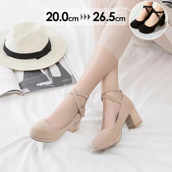 【激安開催！】パンプス ヒール5cm 太いヒール チャンキーヒール アンクルストラップ スエード レディース 上品 ゴージャス 結婚式 ピアノ 発表会 綺麗め パーティー 靴 イベント 謝恩会 演奏会