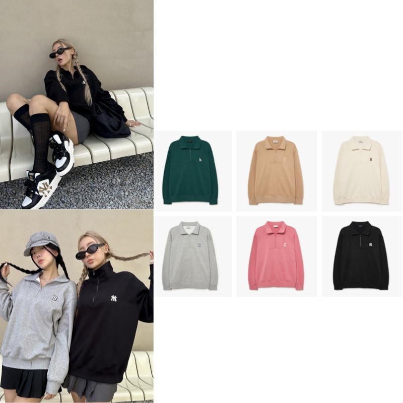 Basic small logo half zip up オーバーサイズスウェット