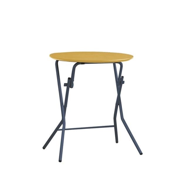 折りたたみテーブル 幅63.5cm 円形 ナチュラルブラック 日本製 木製 スチールパイプ スタンドタッチテーブル60