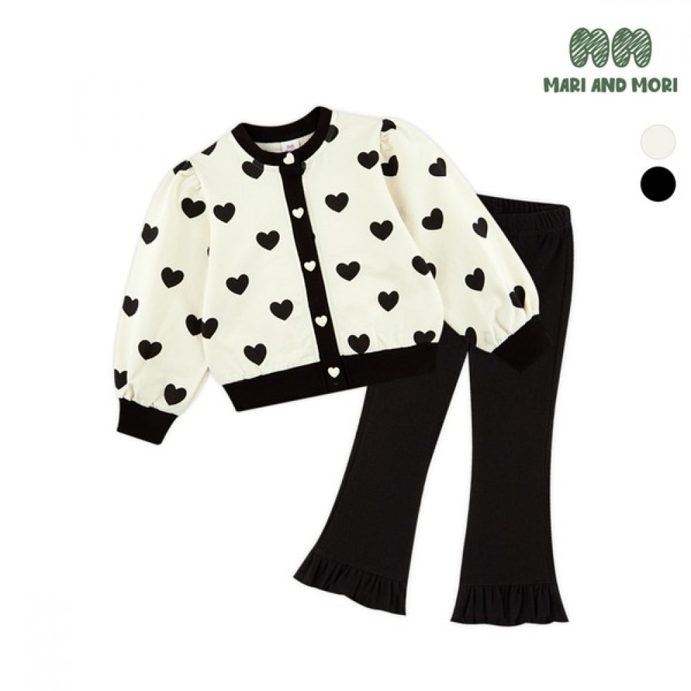 [Walton Kids] ハートカーディガンブーツカットパンツ上下