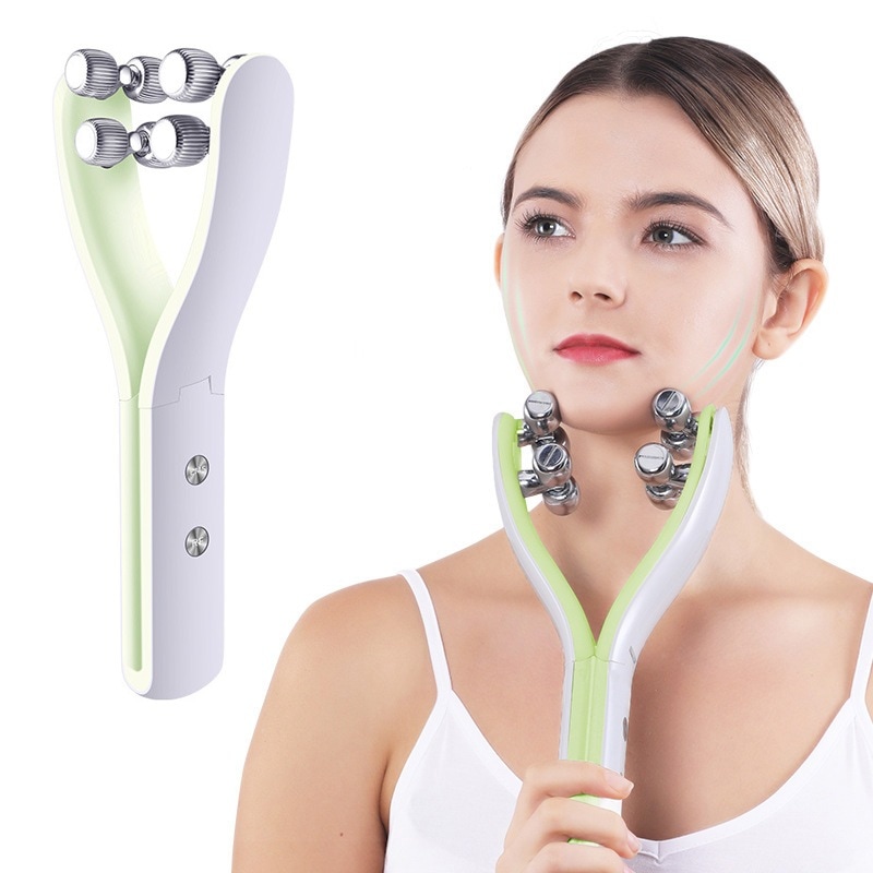 美顔器ローラーY字型 美容ローラー フェイスマイクロカレント EMS 微電流 ギフト つまみ流すの動