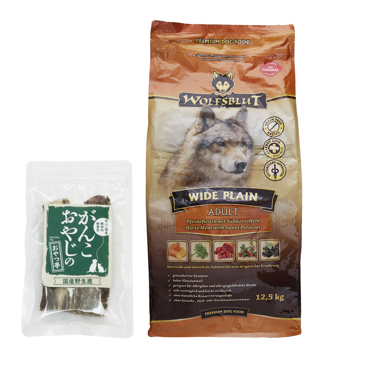 ウルフブラット アダルト ワイド プレーン（ホースとスイートポテト） 12.5kg 【国産鹿のスペアリブ ショートカット 2本入り】
