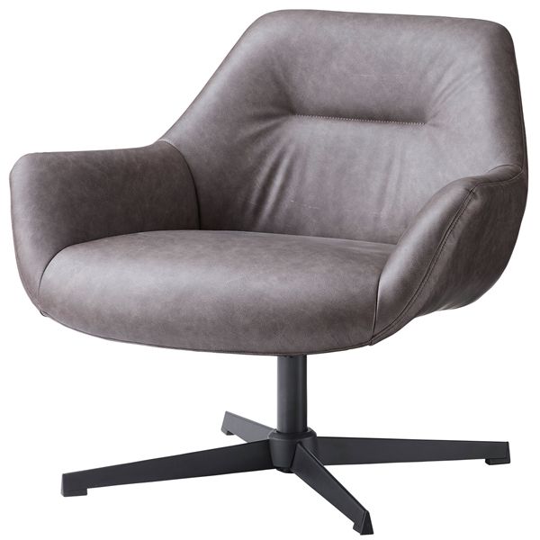 ラウンジチェア ダークブラウン クロスレザー（約W80×D75×H73.5×SH42cm） 組立式