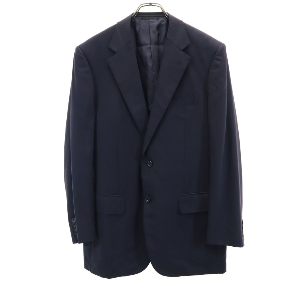 三陽商会 日本製 ウール ストライプ柄 テーラードジャケット AB6 ネイビー メンズ