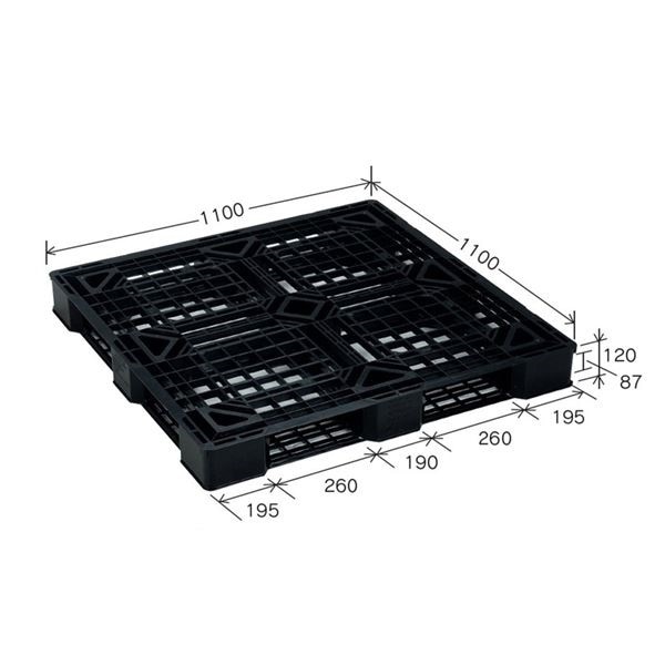 10枚セット 樹脂パレット/軽量パレット JL-D41111E(4) ブラック 材質:再生PP 安全設計