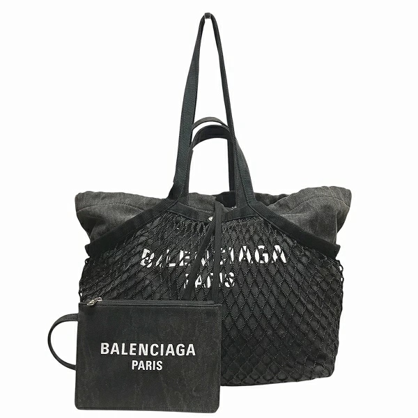 バレンシアガ 24 7 791809 ミディアム メッシュ バッグ トートバッグ 【中古】