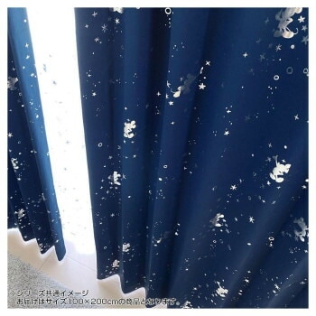 ディズニー ミッキー 箔カーテン 2枚組 100x200cm SB-579-D