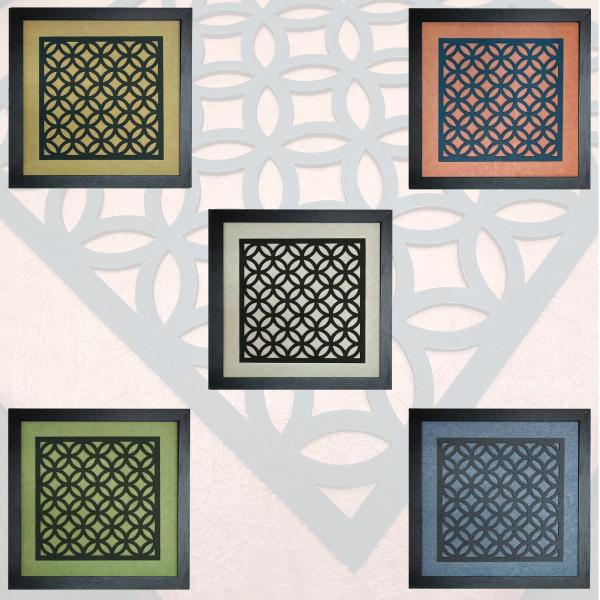 ファブリックパネル アートフレーム 和彩 七宝文様 和柄 日本風 紋 壁掛け ウォールデコレーション 32.5x32.5cm