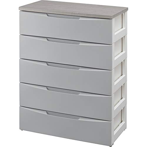 色：2)グレー サイズ：d)5段/幅約75 アイリスオーヤマ デザイン チェスト 5段 日本製 木チェスト