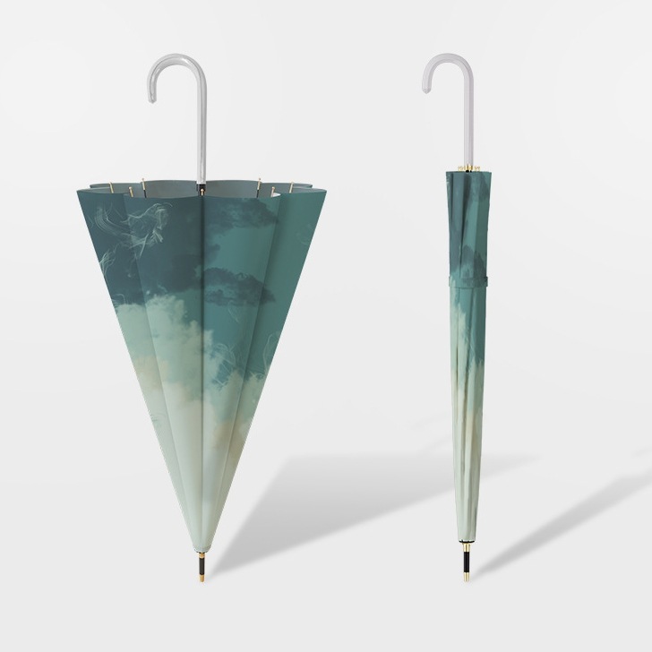 長柄の傘のまっすぐなバーの曲がった柄の日本の小さい清新な自動傘の日焼け止めの晴雨両用自動傘の長柄の傘の晴雨兼用の日焼け止めの傘の紫外線防止のuv保護の長柄の傘