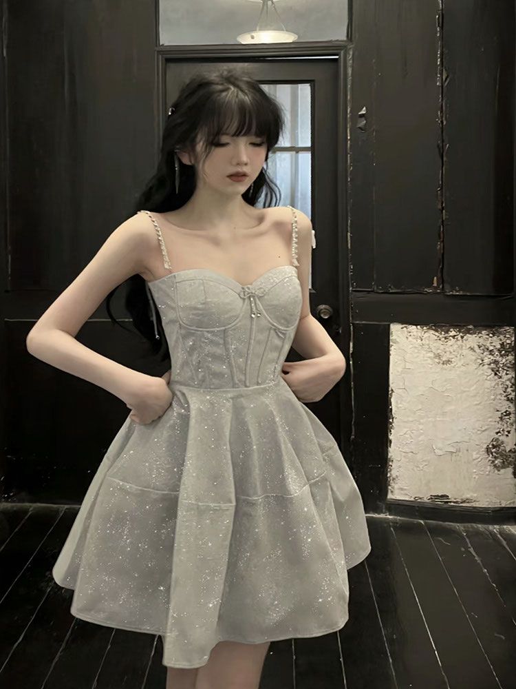 新着商品 韓国ワンピースドレス レスセクシーなワンピース花柄/無地/丸襟/ボタンカーディガンー字 肩出し ウエスト引き締め 着痩せ 軽熟風 袖なしミニワンピースレディース04