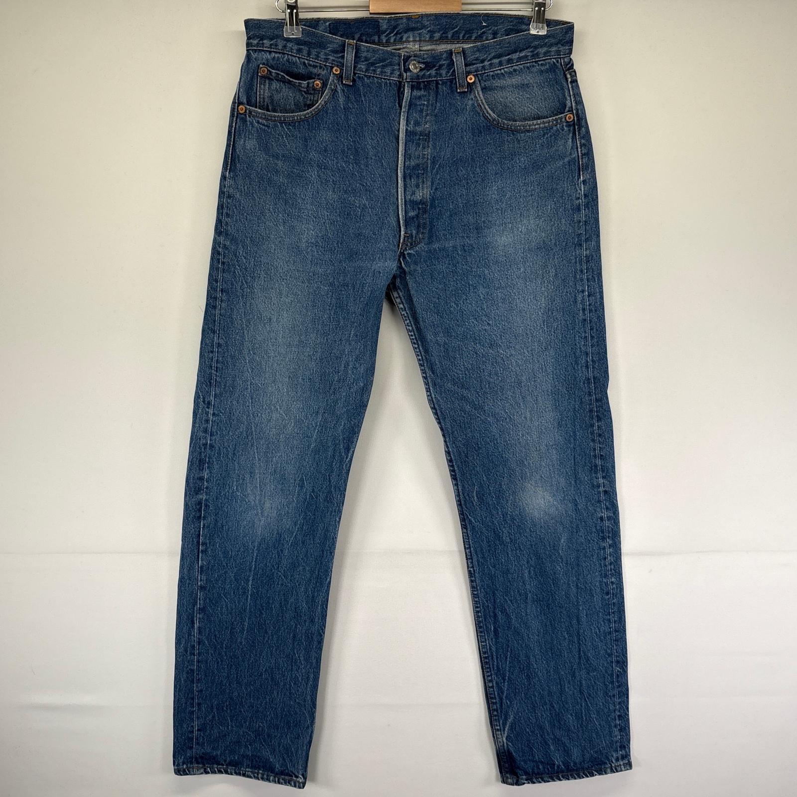 古着 90s/90年代 USA製 デニムパンツ ストレート ボタンフライ 501ー0115 ジーパン ジーンズ w36 L32 ブルー メンズ